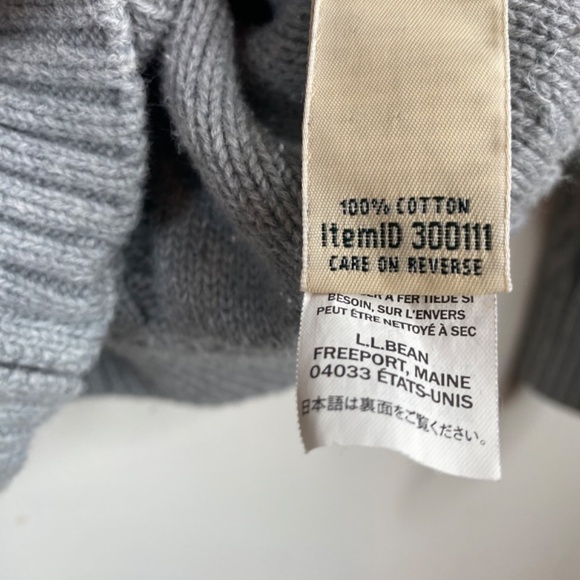 LL BEAN Cardigan LP Cable Knit Zip 100% Cotton Coastal Preppy Gorpcore Fisherman - Picture 6 of 10